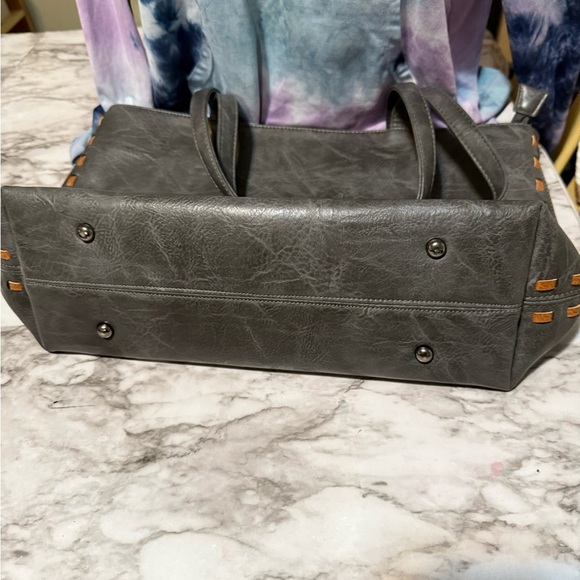 Gray Textured Tote Bag with Sturdy Handles - Picture 5 of 5